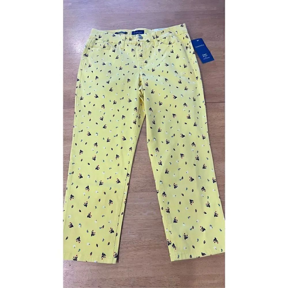 CHARTER CLUB CAPRI BRISTOL TUMMY SLIMMING CAPRI CROP PANTS SIZE 6 NEW YELLOW FLO